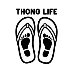 Thong Life flip flops with footprints Australian beach footwear Australia Day summer design