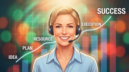 Businesswoman Planning Success Strategy with Growth Chart in Professional Office Environment
