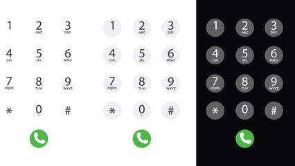 Smartphone dial keypad. Mobile dialer symbols. Phone number pad graphic design. Call interface and UI design signs. Phone number entry sign  © Sultana Design