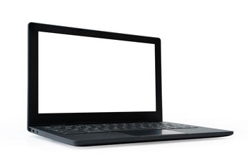 Laptop with Blank Screen Isolated on White Background, Computer Mockup Template