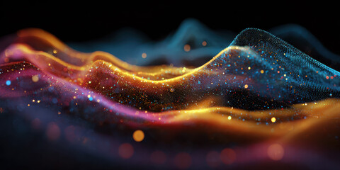 Vibrant Abstract Waves of Glowing Particles Representing Big Data in a Futuristic Digital Space
