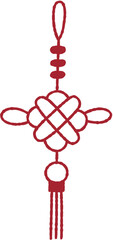 Decorative Chinese Knot Charm Vector Line Art Illustration