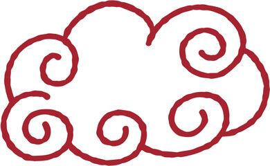 Decorative Auspicious Cloud Vector Line Art Illustration