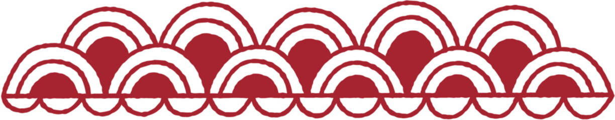 Oriental Waves Border Vector Line Art Illustration