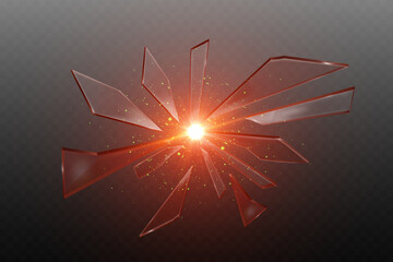 Futuristic light flare with shattered glass effect.