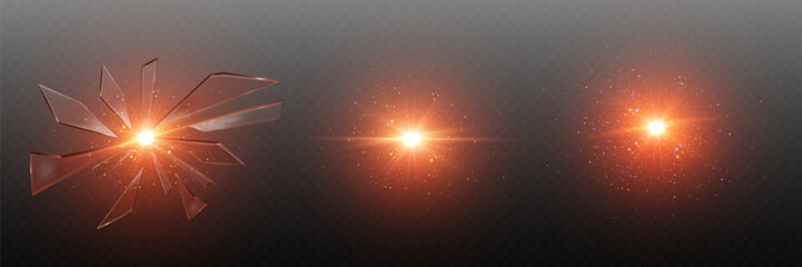 Abstract orange energy explosion with glowing light shards.