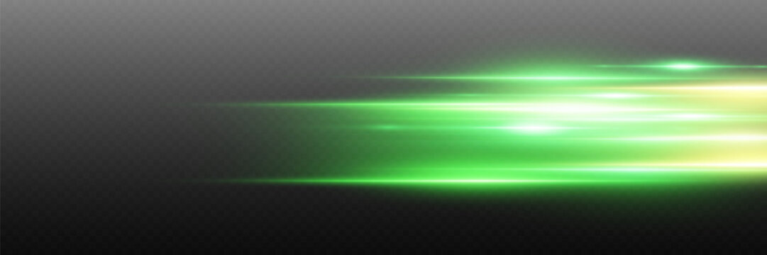 Abstract green speed light trails with bright glow
