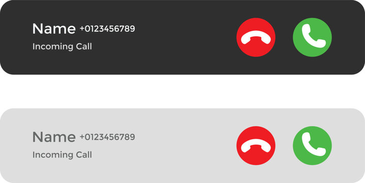 Incoming Call Alert Symbols. Phone call pop up icon. Calling notification graphic design. Mobile UI and app icons. Active Call Notification Icons