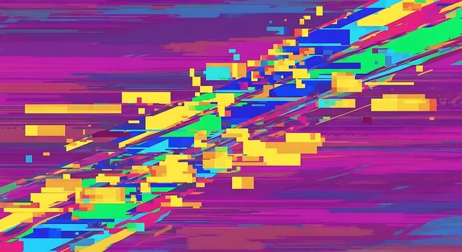 Vibrant colorful pixelated digital art design. - Powered by Adobe