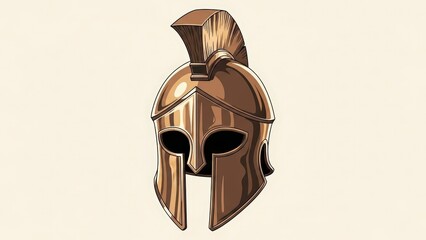 Ancient Greek Spartan Helmet Illustration on a Plain Background.