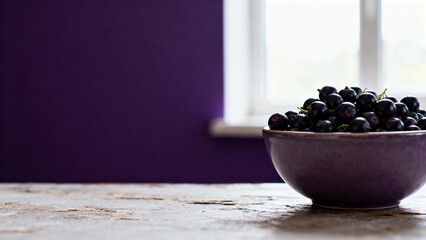 Black currant berry food with calm mood natural ingredient dessert fruit texture gourmet culinary inspiration vibrant color healthy bold flavor rustic seasonal against interior background with copy sp