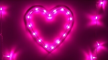 Pink Neon Heart Glowing LED Light for Valentine's Day