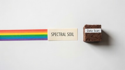 Spectral soil cube with rainbow strip and data label