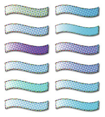 Colorful Wavy Halftone Dot Banner Set on White Background