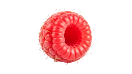 A close up of a ripe raspberry isolated on transparent background