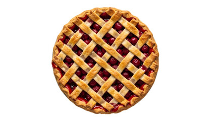 Delicious homemade lattice top pie isolated on transparent background