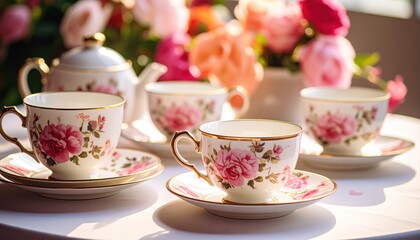 Tea cups and roses.