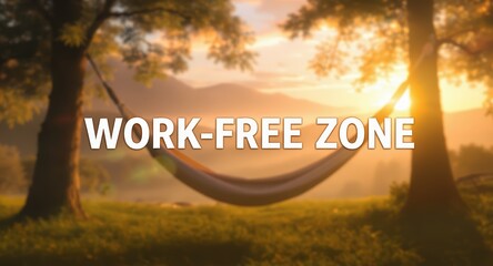 Relaxing Hammock Between Trees in Serene Sunset Scene