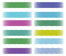 Colorful Halftone Dot Horizontal Banner Set on White Background