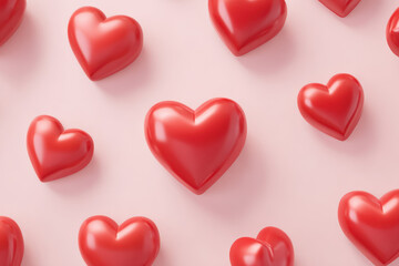 Obraz premium Vibrant 3D Red Heart Icon Set on White Background, Perfect for Celebrations, Marketing, and Romantic Themes