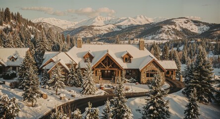 Dreamy snowy mega mansion in Utah . USA 