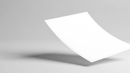 Blank White Paper Sheet Floating in Air with Soft Shadow - Minimalist Mockup for Creative Ideas, Documents, and Presentations