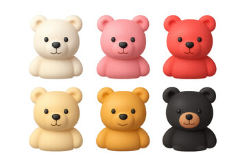 Fototapeta premium Vibrant collection of colorful bear icons for creative design projects