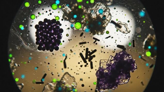 Microscopic world: This image reveals a complex microscopic world, with a stunning array of intricate details and structures, showcasing the beauty and complexity of the unseen. 