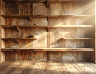 empty wooden shelf