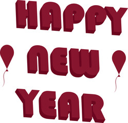 HAPPY NEW YEAR TYPOGRAPHY, HAPPY NEW YEAR  3D ILLUSTRATION, 2026