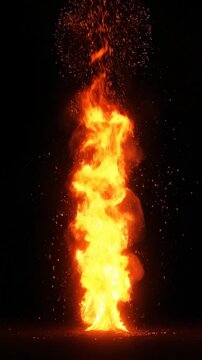 Abstract fire explosion animation sequence, demonstrating fiery bursts and particle effects in