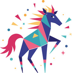 Obraz premium Abstract Fireworks Horse Shape Minimal Vector