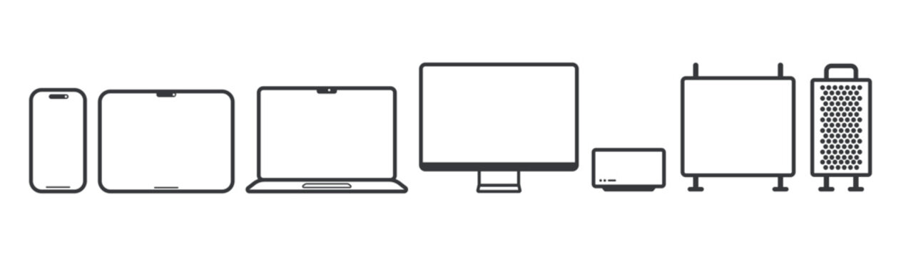 Bundle icon set gadget device, smartphone, tab, notebook, PC and computer