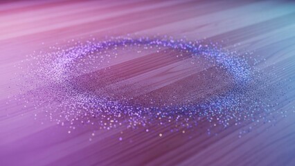 A circular pattern of sparkling particles on a gradient background viewed from directly above with a soft focus effect