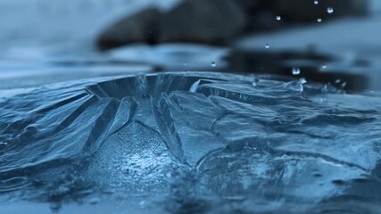 Droplet impact and splash on calm water surface in slow motion - Powered by Adobe