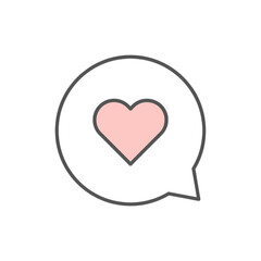 Simple heart icon in a speech bubble, symbolizing love or positive feedback