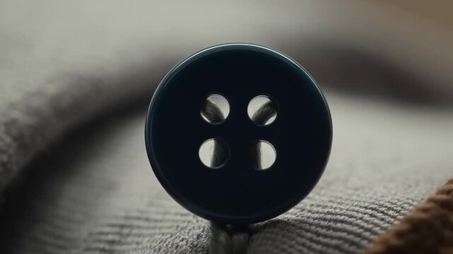 Closeup detail of button on fabric showing movement and focus change