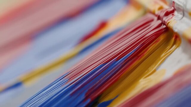 Vibrant streaks of moving paint create dynamic abstract patterns with bold colors