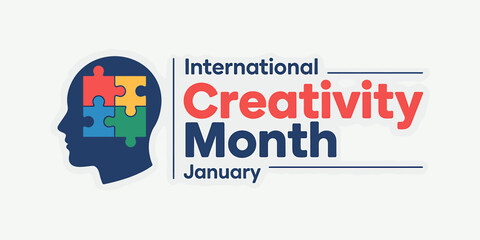International Creativity Month January Puzzle Brain Graphic