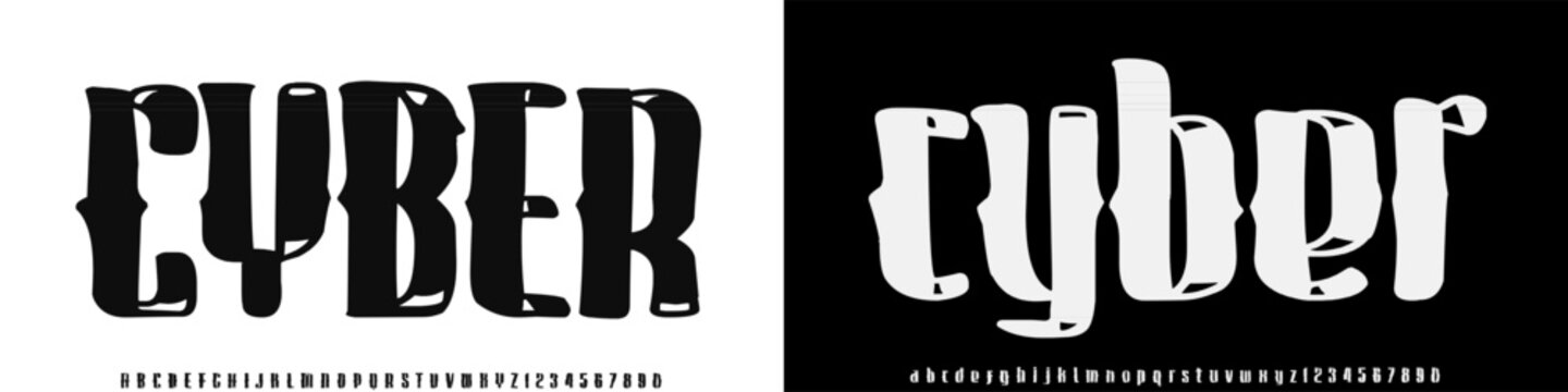 Hand drawn rough vector font. Texture letterpress alphabet with uppercase with variation.