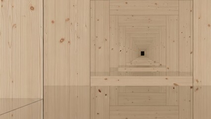 A serene sauna interior with wooden walls and a central heater viewed from the doorway