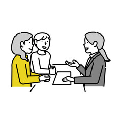 相談するイラスト｜相談・契約・説明