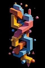 Colorful 3D Geometric Abstract Art