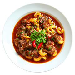 Delicious Homemade Vegetable and Pasta Soup isolated on transparent background