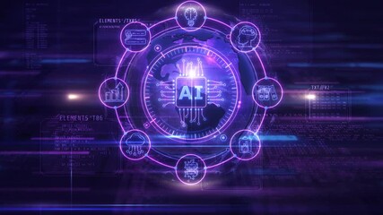Artificial intelligence global network processing future digital data - Powered by Adobe
