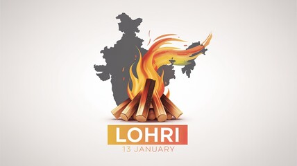 Lohri Festival Bonfire Illustration – Traditional Punjabi Harvest Celebration