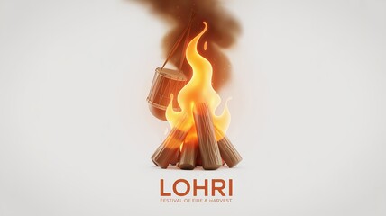 Lohri Festival Bonfire Illustration &ndash; Traditional Indian Harvest Celebration