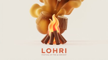 Lohri Festival Bonfire Illustration &ndash; Traditional Indian Harvest Celebration