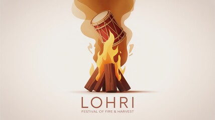 Lohri Festival Bonfire Illustration &ndash; Traditional Indian Harvest Celebration