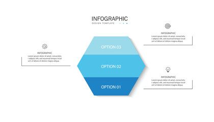 Fototapeta premium Vector infographic label design with hexagon infographic template design and 3 options or steps.